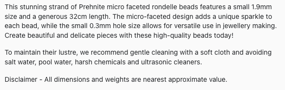 Text describing the product details of the Green Amethyst Faceted Rondelle 2.2mm gemstone beads , as seen on the Australian owned Melbourne Gemstone Beads shop.