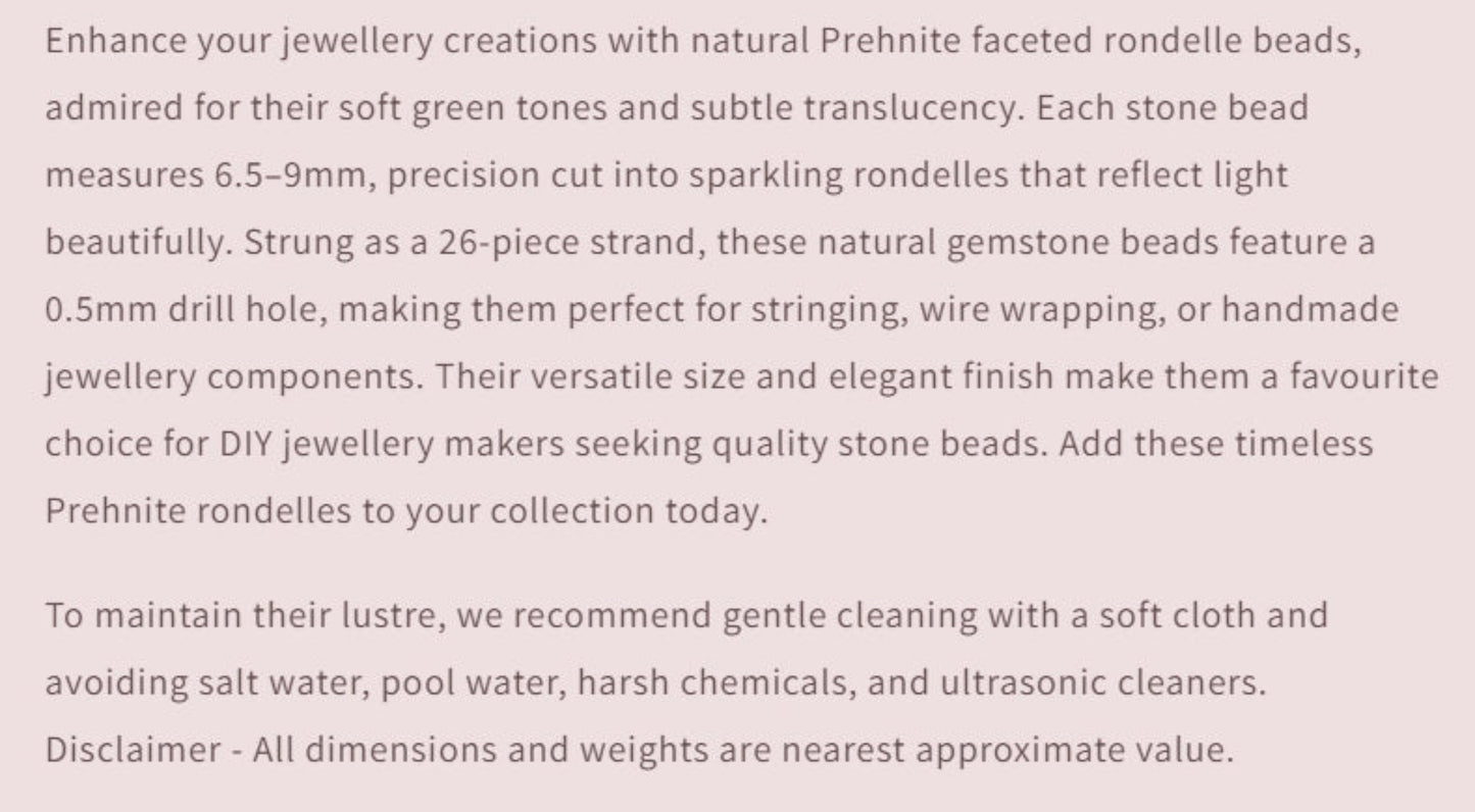 Text describing the product details of the gemstone beads , as seen on the Australian owned and trusted bead supplier, Melbourne Gemstone Beads.