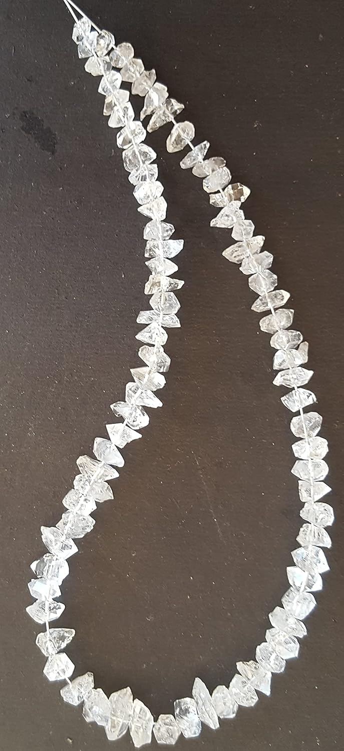 Rough Herkimer Diamonds, highlighting 6-8mm beads in a striking arrangement.