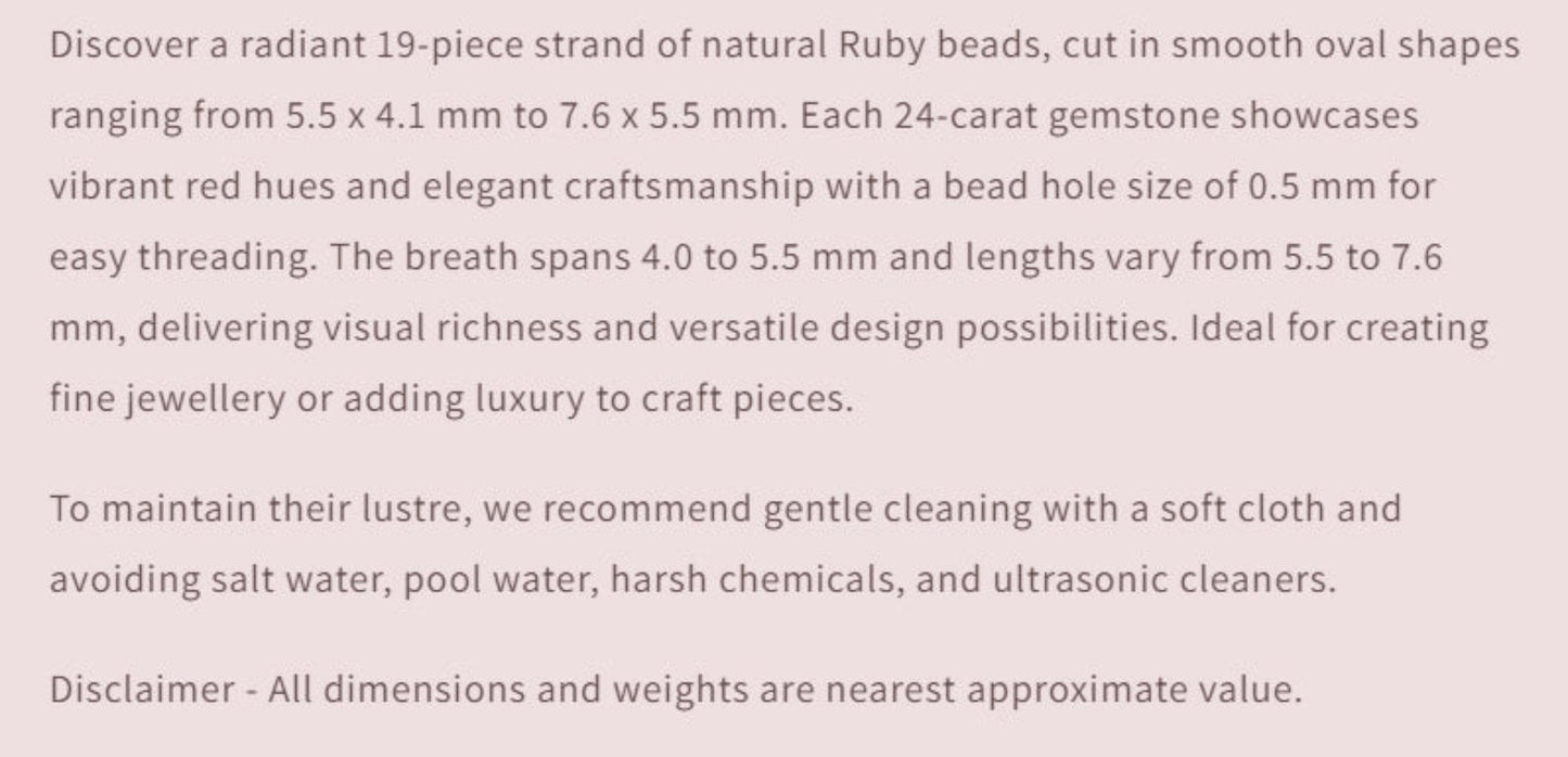 Text describing the product details of the gemstone beads , as seen on the Australian owned Melbourne Gemstone Beads shop.