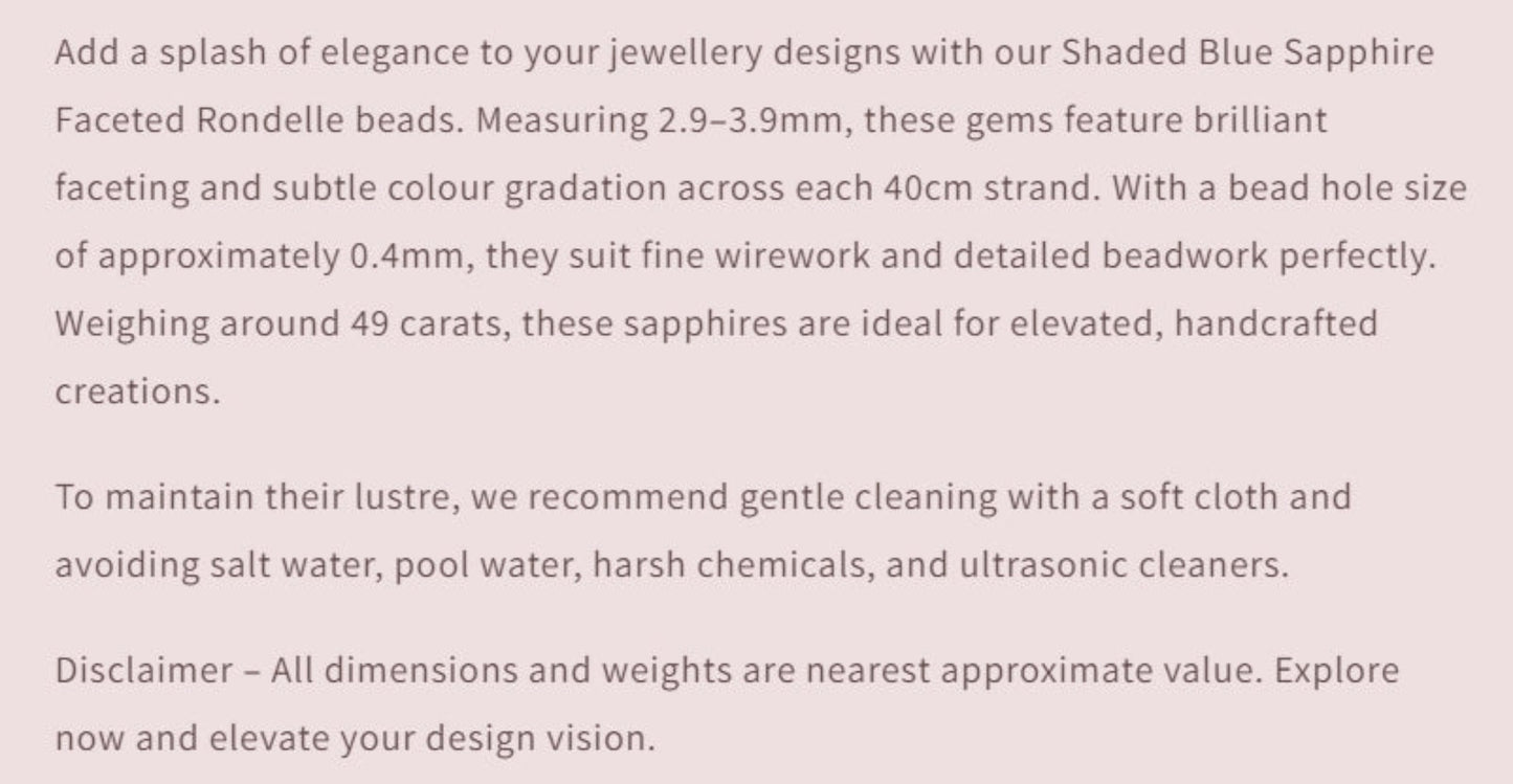 Text describing the product details of the gemstone beads , as seen on the Australian owned Melbourne Gemstone Beads shop.