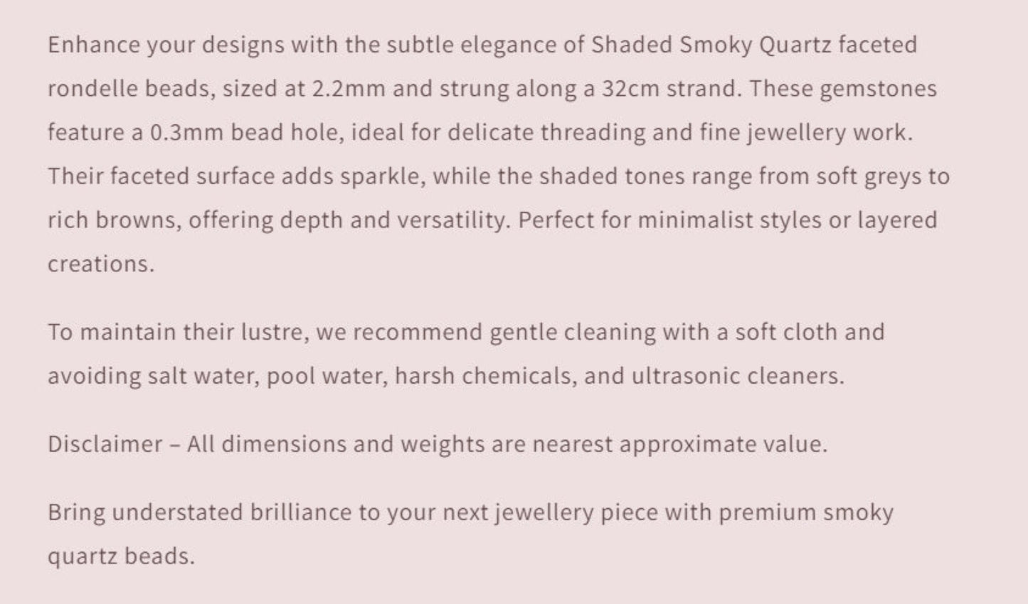 Text describing the product details of the gemstone beads , as seen on the Australian owned Melbourne Gemstone Beads shop.