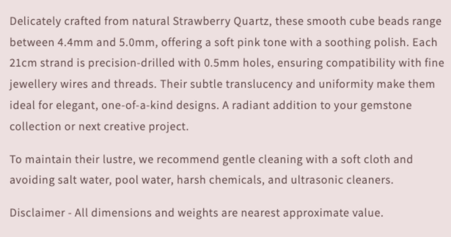Text describing the product details of the gemstone beads , as seen on the Australian owned Melbourne Gemstone Beads shop.