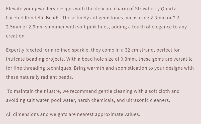 Text describing the product details of the gemstone beads, as seen on the Australian owned Melbourne Gemstone Beads shop.