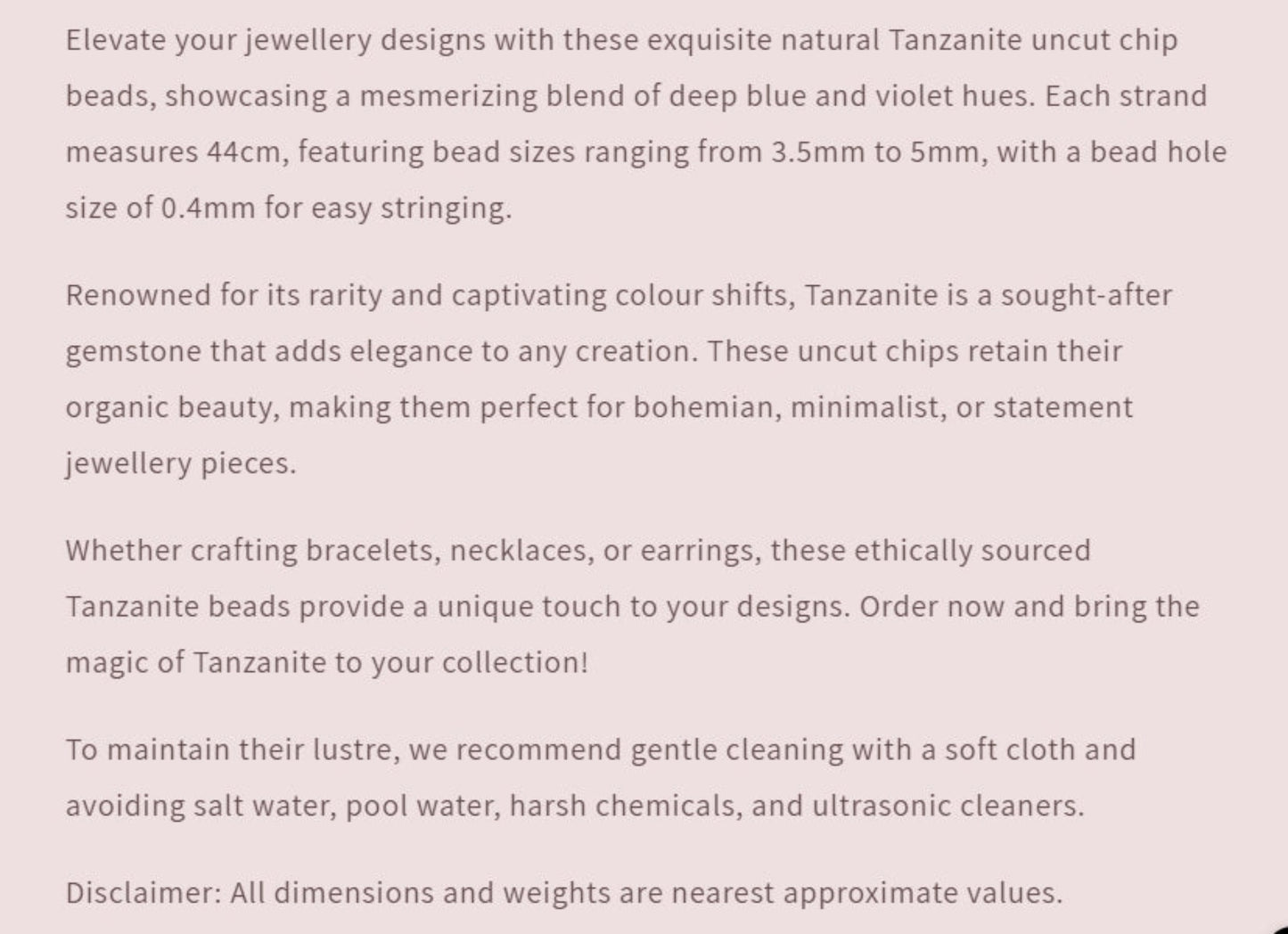 Text describing the product details of the gemstone beads , as seen on the Australian owned Melbourne Gemstone Beads shop.