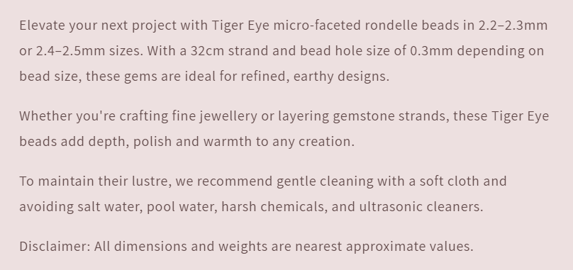 Tiger Eye | Micro Faceted Rondelle | 2.2 or 2.5mm Bead Size | 32cm Strand Length