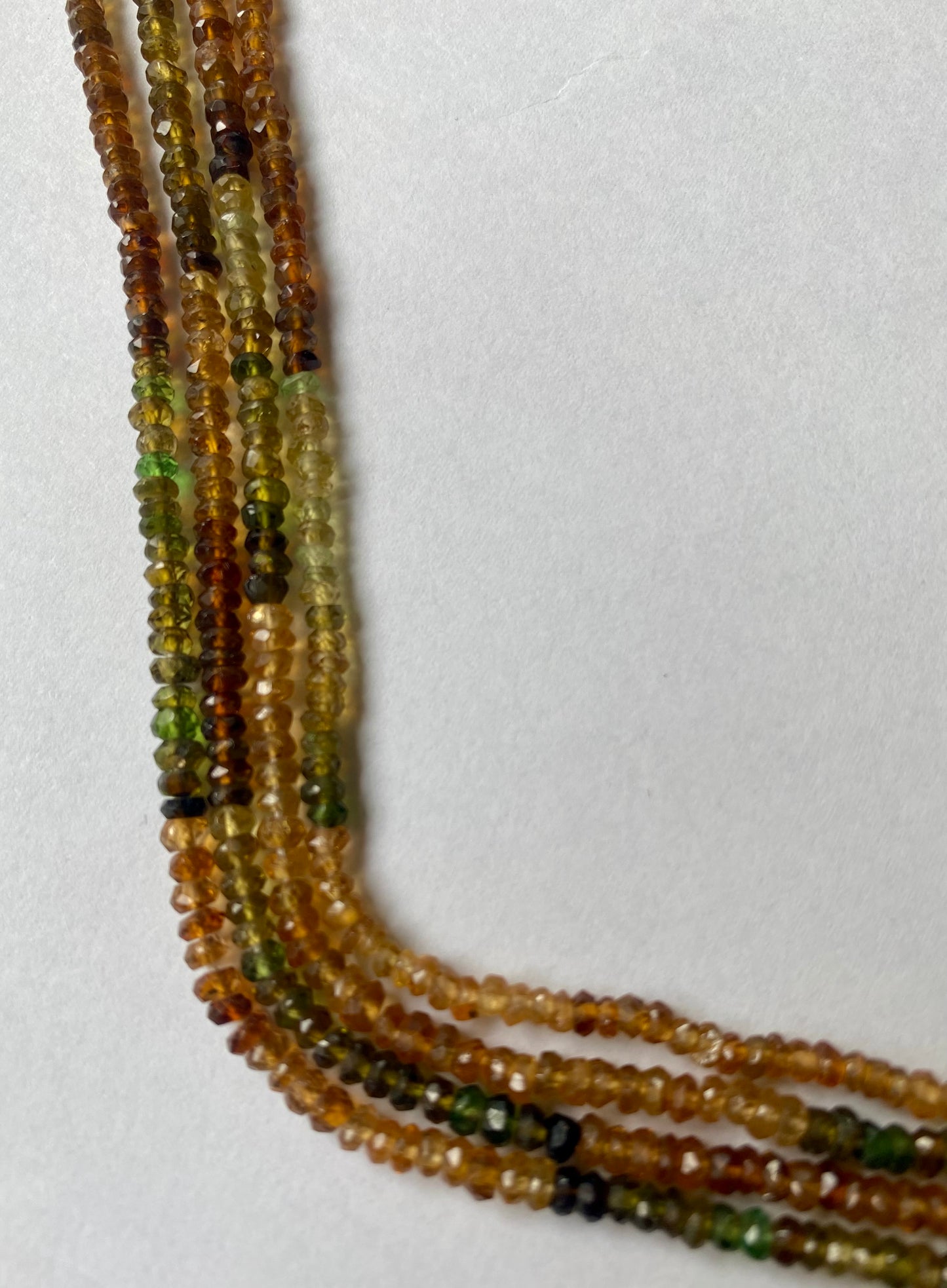Vibrant multi-strands featuring 3-3.5mm tourmaline beads in various colours, highlighting their beauty.
