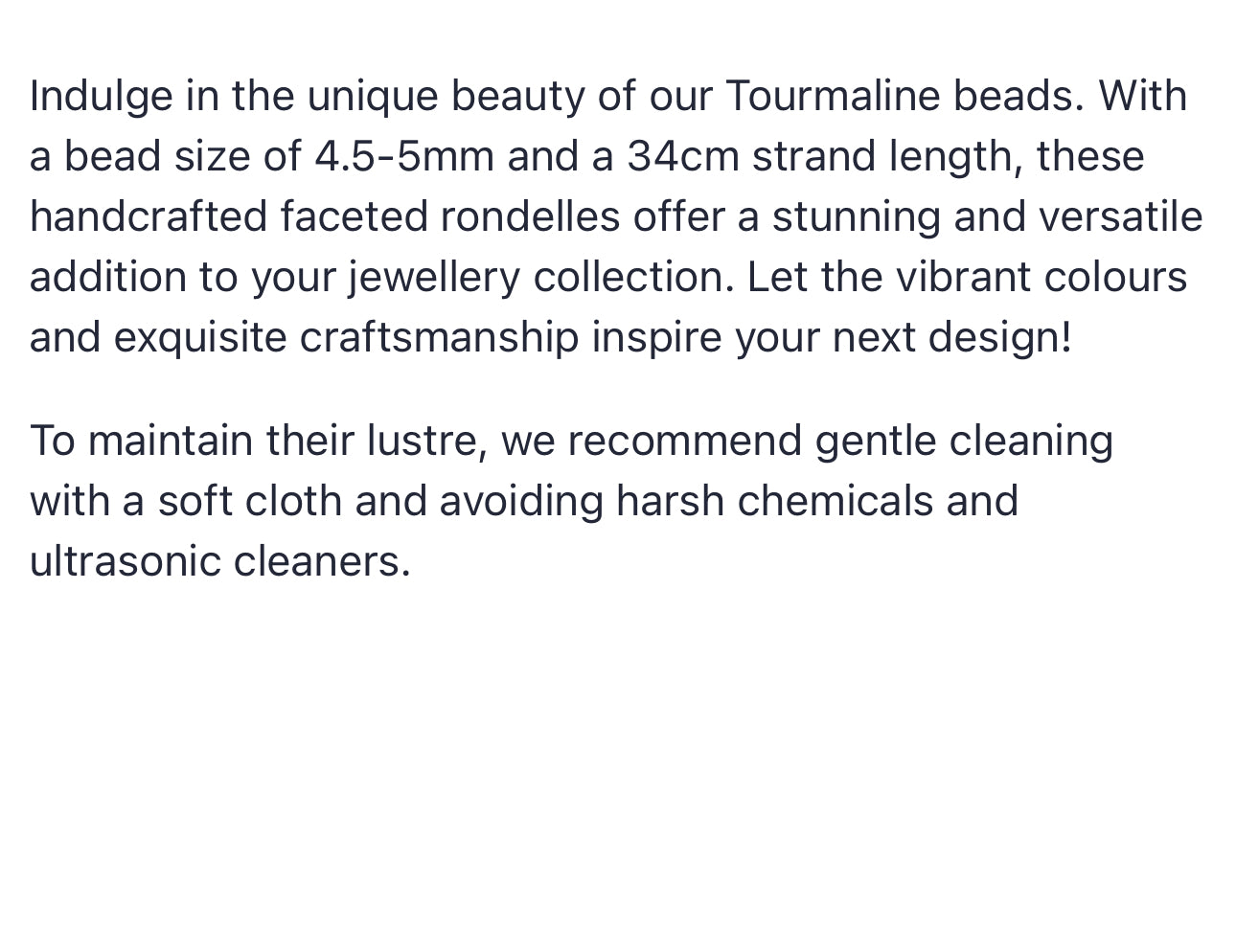 Text describing the product details of the Tourmaline faceted rondelle gemstone bead , as seen on the Australian owned Melbourne Gemstone Beads shop.