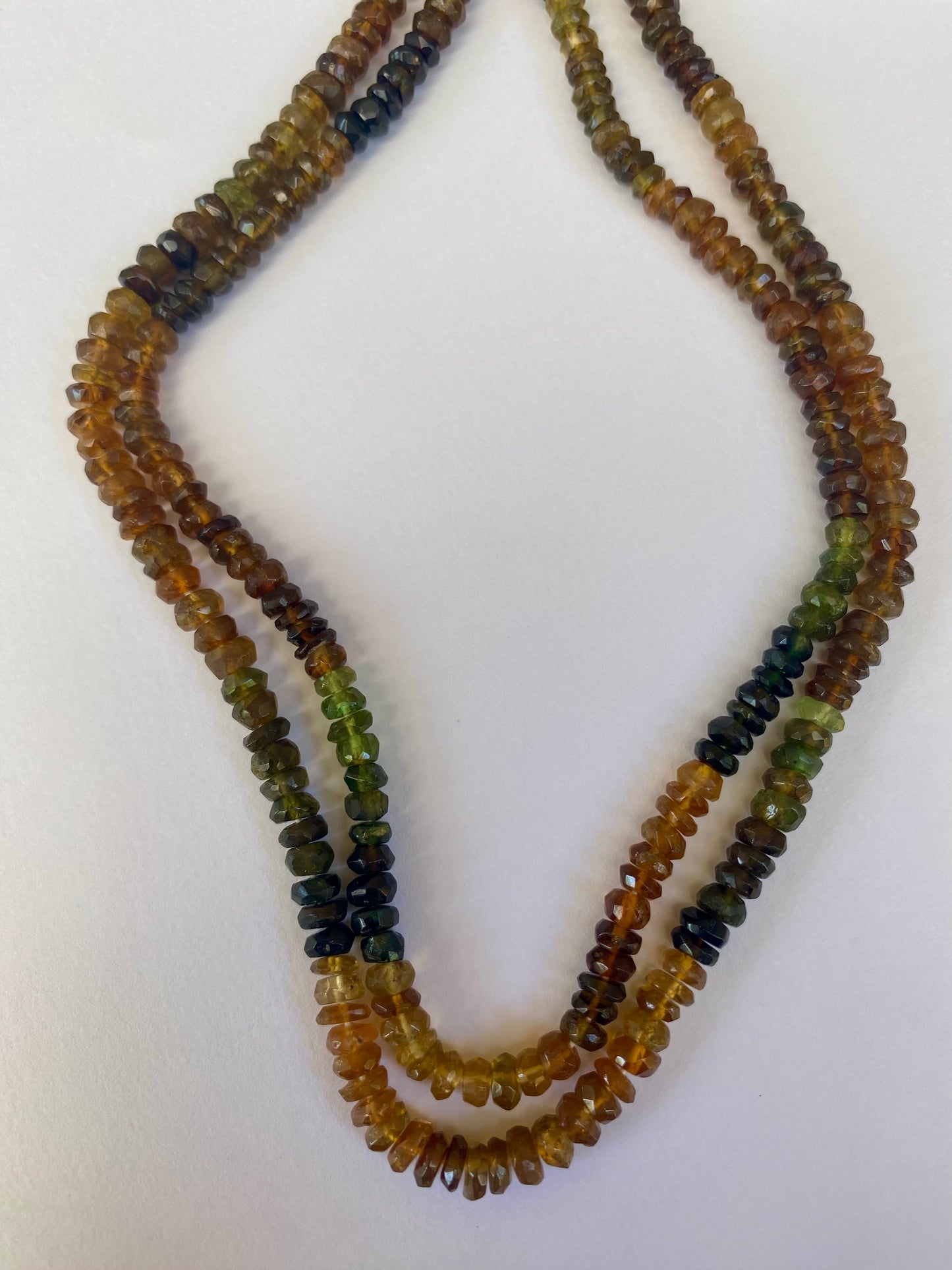 Multi-strands of faceted rondelle , 4.5-5mm multicoloured tourmaline beads, showcasing vibrant hues and intricate design.