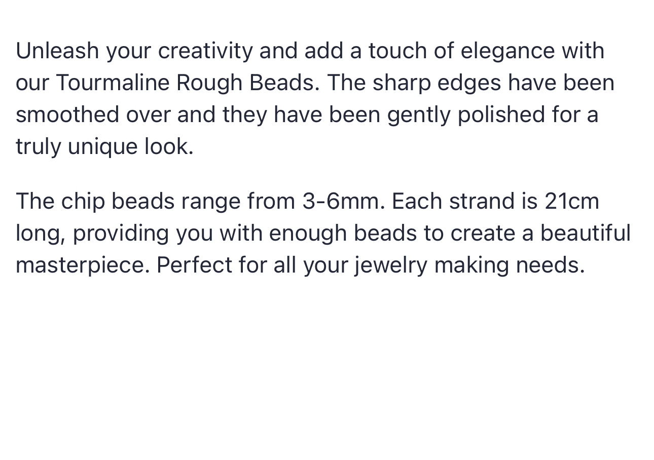 Text describing the product details of the 3-6mm Tourmaline Rough Gemstone Bead , as seen on the Australian owned Melbourne Gemstone Beads shop.