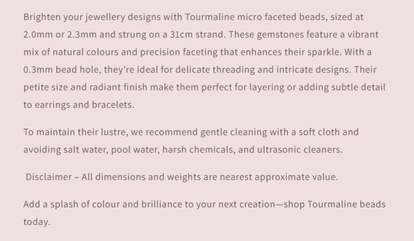 Text describing the product details of the gemstone beads , as seen on the Australian owned Melbourne Gemstone Beads shop.