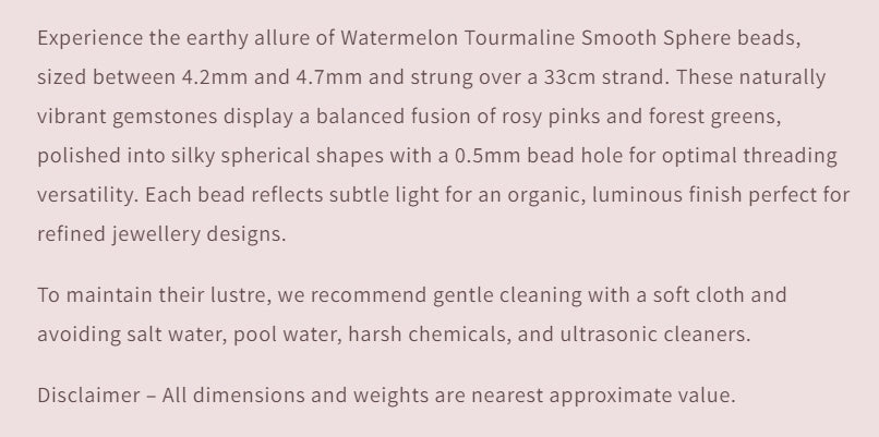 Text describing the product details of the gemstone beads , as seen on the Australian owned Melbourne Gemstone Beads shop.