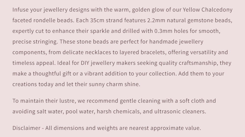 Text describing the product details of the gemstones, as seen on the Australian owned and trusted bead supplier, Melbourne Gemstone Beads.