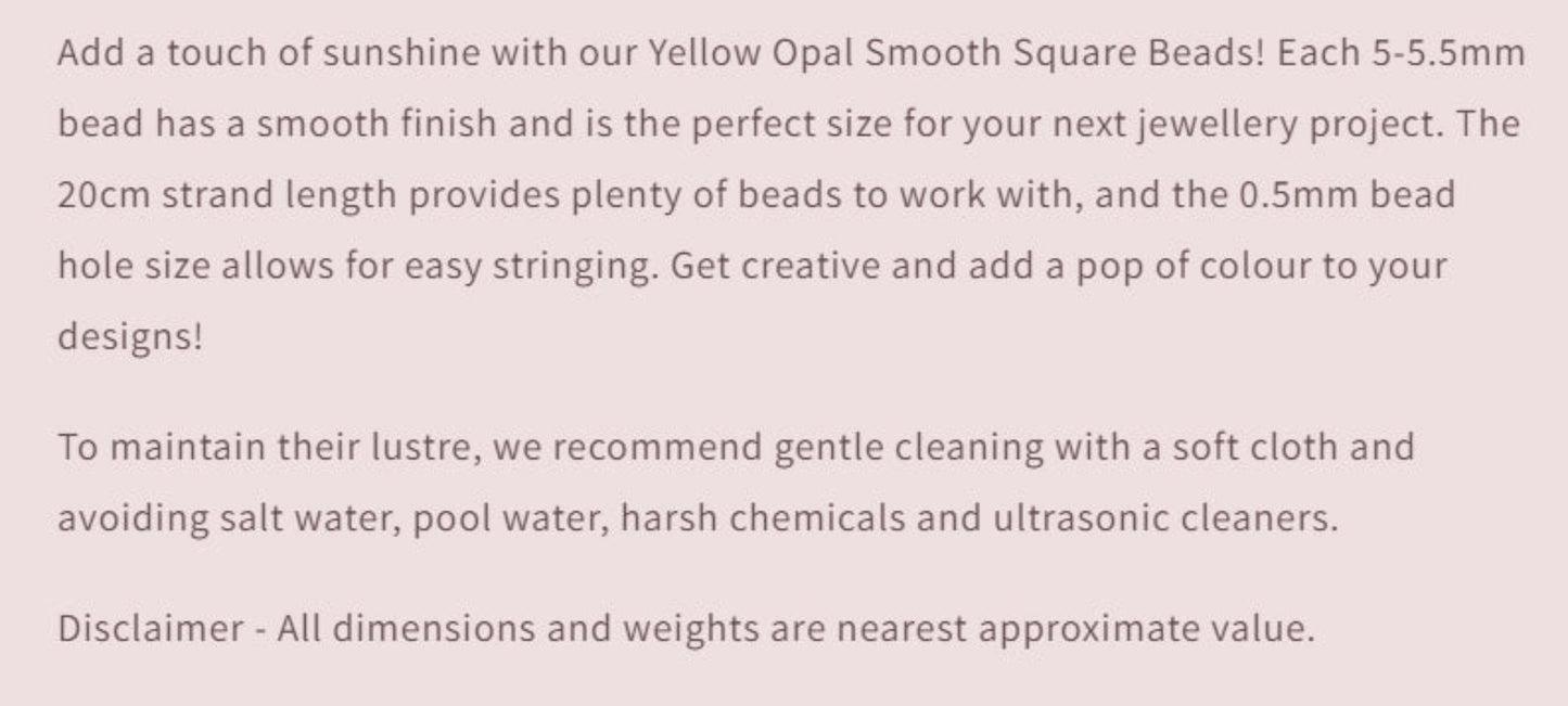 Text describing the product details of the gemstone beads , as seen on the Australian owned and trusted bead supplier, Melbourne Gemstone Beads.