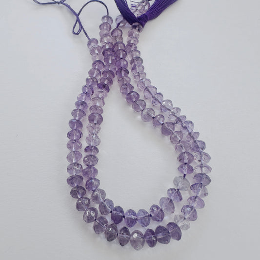 Natural gemstone beads in Amethyst, arranged on a 17cm strand with consistent cut.