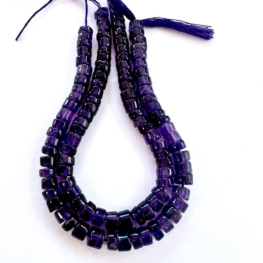 Natural gemstone beads in Amethyst, arranged on a 16cm strand with consistent shape.