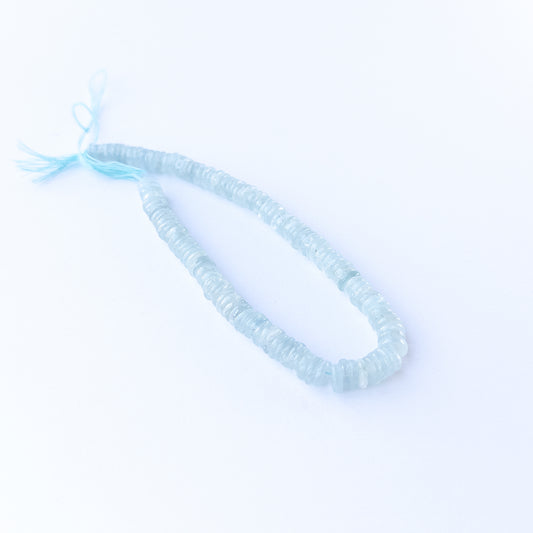 Authentic Aquamarine gemstone beads showcasing smooth wheel cuts ideal for handmade jewellery components.