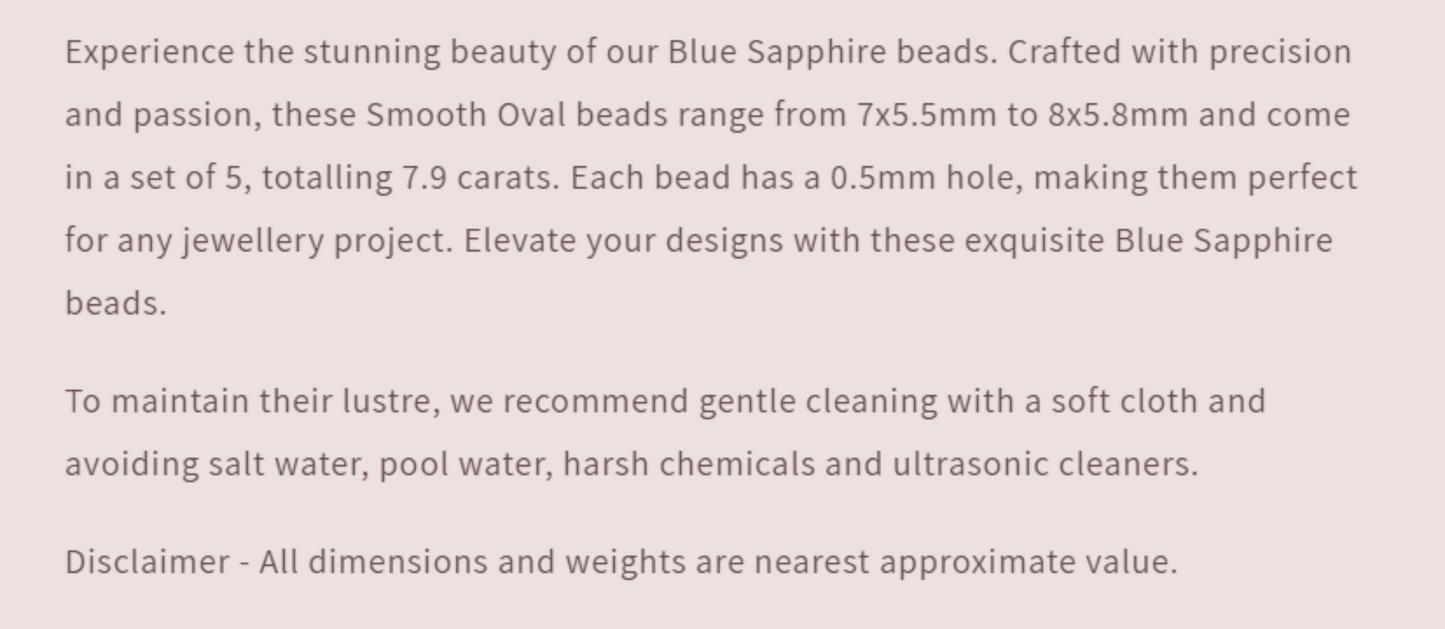 Text describing the product details of the gemstone beads, as seen on the Australian owned Melbourne Gemstone Beads shop.