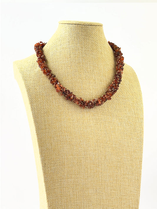 Elegant carnelian chip necklace arranged in a single 42cm strand.