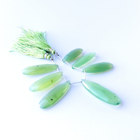 Chalcedony | Faceted Briolette | 30-43mm X 12.3-14.4mm Bead Size | 7 Pieces