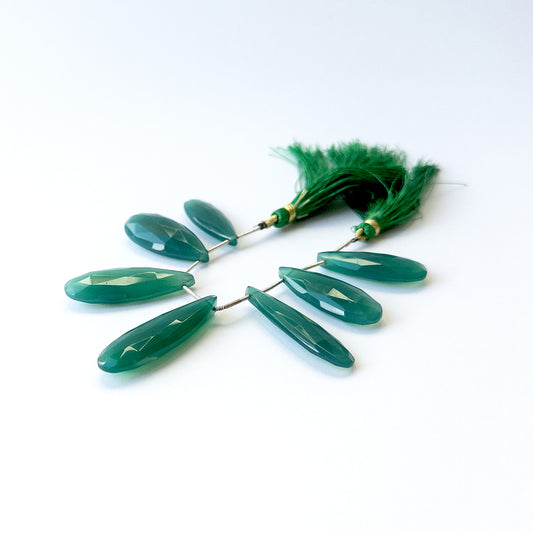Handmade jewellery components using premium Chalcedony faceted briolettes with bright shine and elegant form.