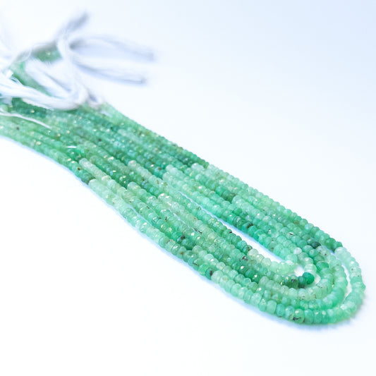 Vibrant green chrysoprase beads in faceted rondelle cut, perfect for gemstone beads for DIY jewellery projects.