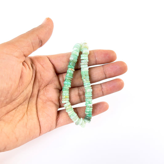 Genuine Chrysoprase smooth wheel beads in 7–7.5mm size, ideal for DIY gemstone jewellery making.