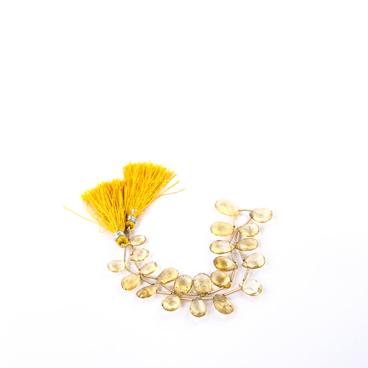 Genuine Citrine faceted briolette beads in 7–10mm sizes, ideal for DIY gemstone jewellery making.
