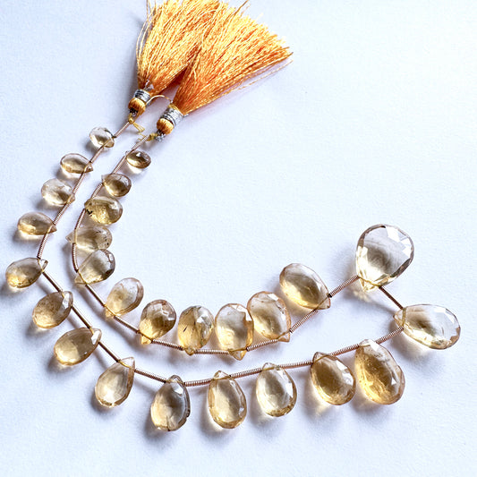 Citrine| Faceted Pear | 10-18mm Bead Size | 27cm Strand Length | 25 Pieces | 80 Carats