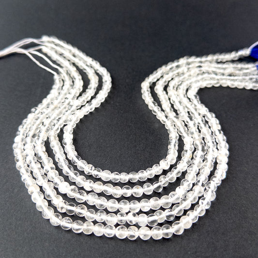 Genuine crystal stone beads for DIY jewellery featuring polished round shaping and clear sparkling clarity.