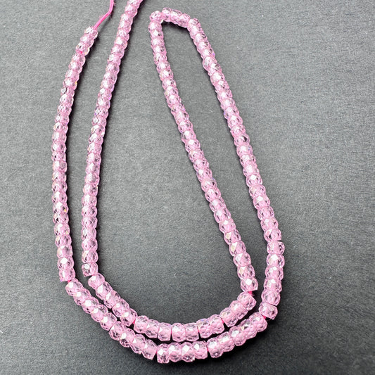 Close-up of Pink Cubic Zirconia beads showing precision faceted cut and high clarity.