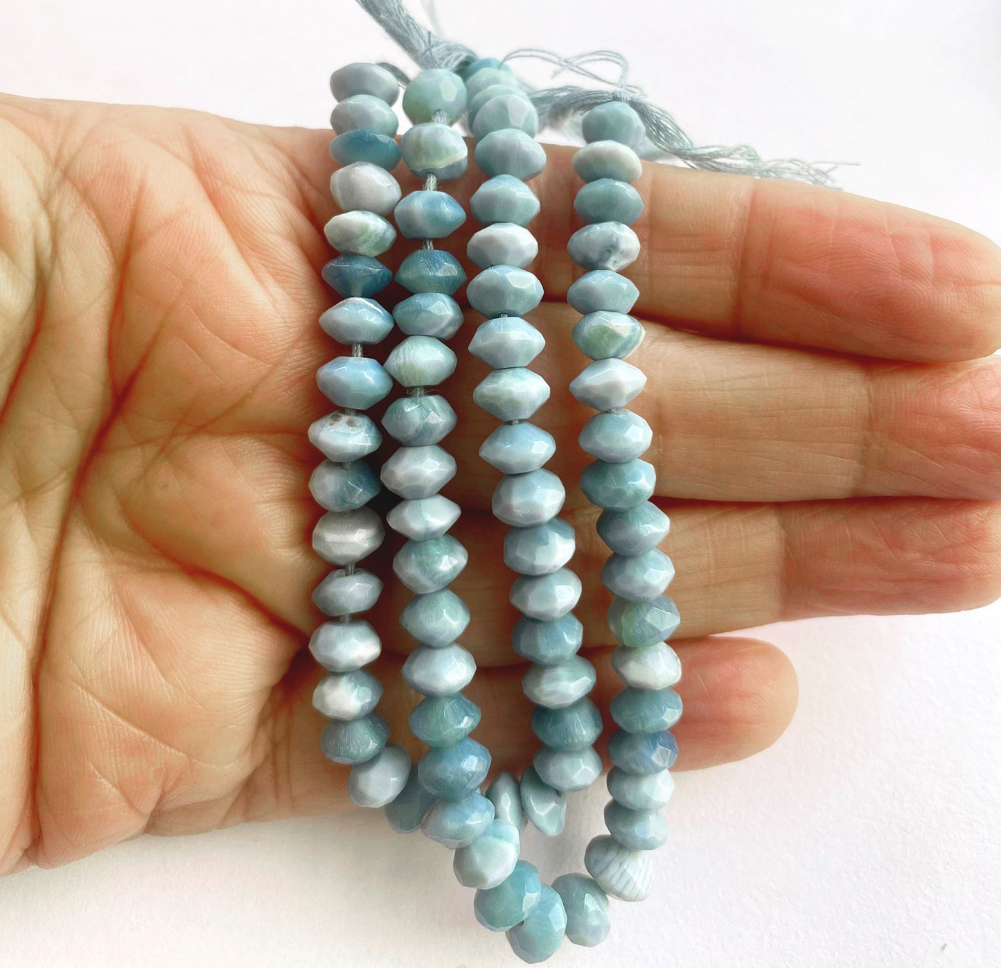 High-quality denim opal beads with faceted finish and calming colour palette.