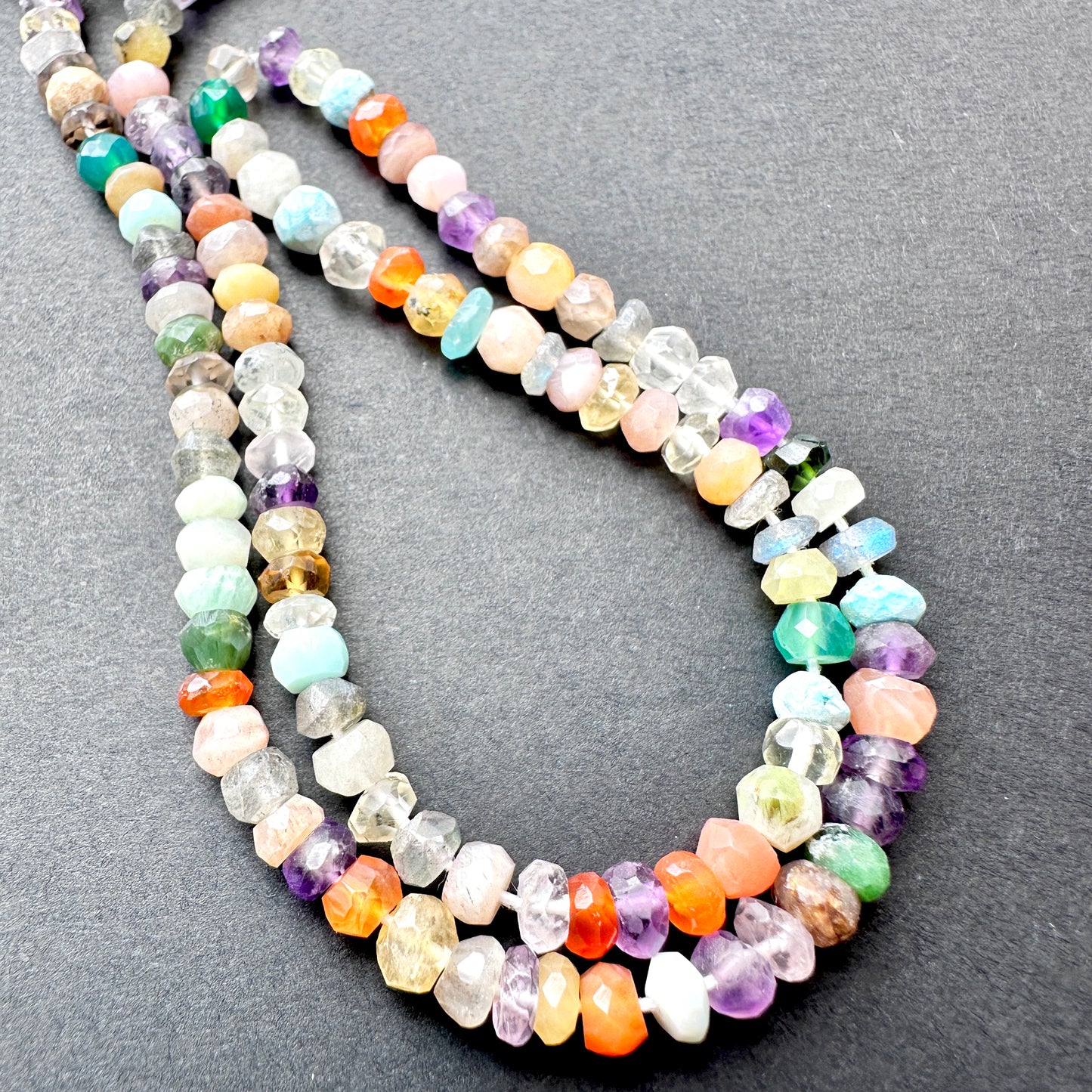 Stone Beads in Disco with precision faceted rondelle cut for handmade jewellery components.