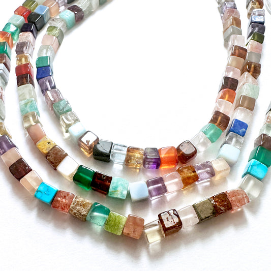 Polished Disco Smooth Square natural gemstone beads, 4.3-4.5mm, ideal for DIY jewellery and quality handmade jewellery components.