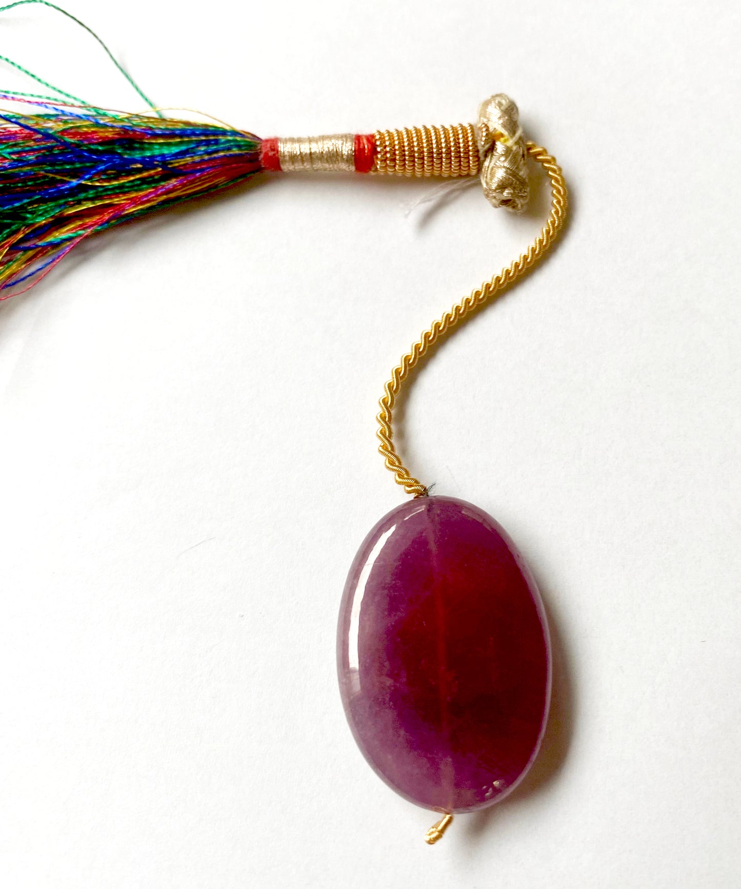red drilled Ruby pendant with smooth polish and bold dimensions of 40mm x 30mm x 7.8mm.