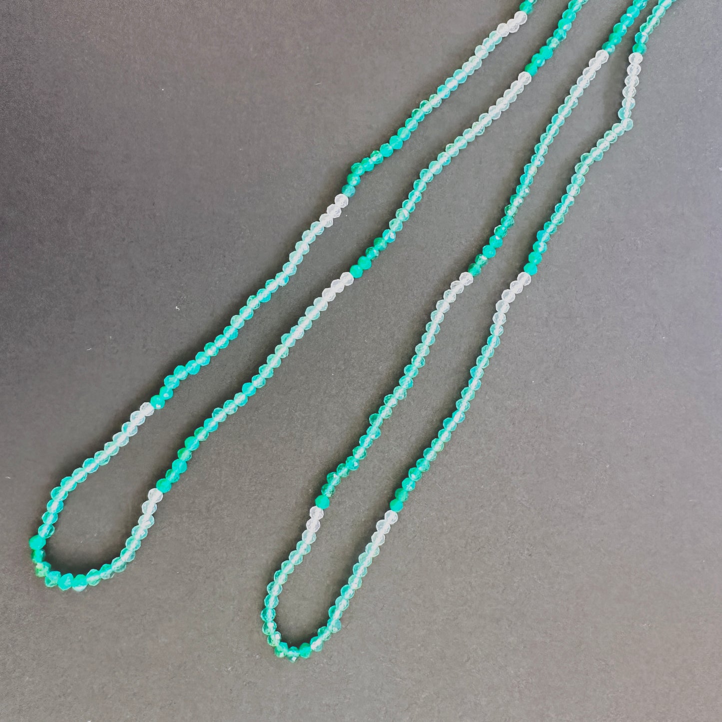 Handmade jewellery components featuring 2.2mm Green Shaded Onyx stone beads.