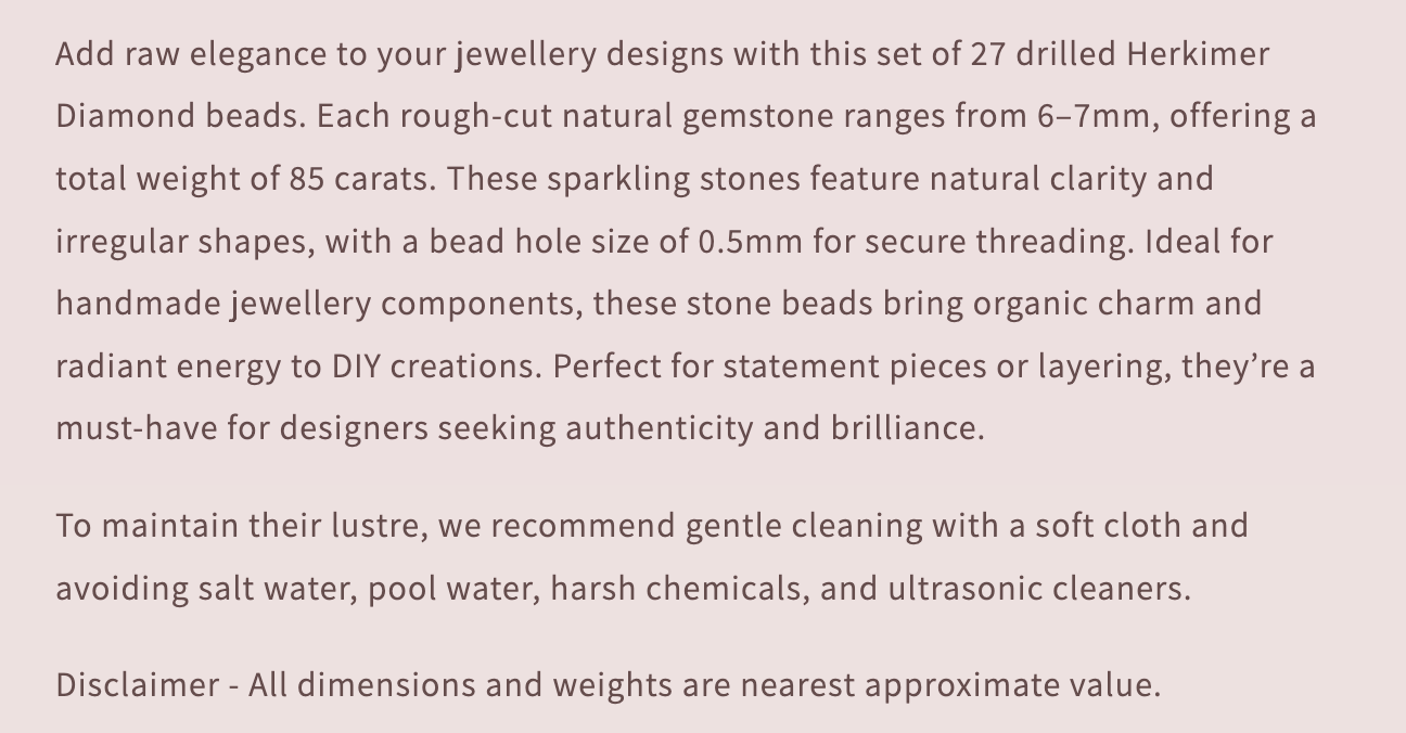 Text describing the product details of the gemstone beads , as seen on the Australian owned and trusted bead supplier, Melbourne Gemstone Beads.