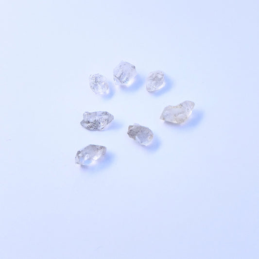 Gemstone for DIY jewellery showcasing undrilled Herkimer Diamond in rough raw cut.