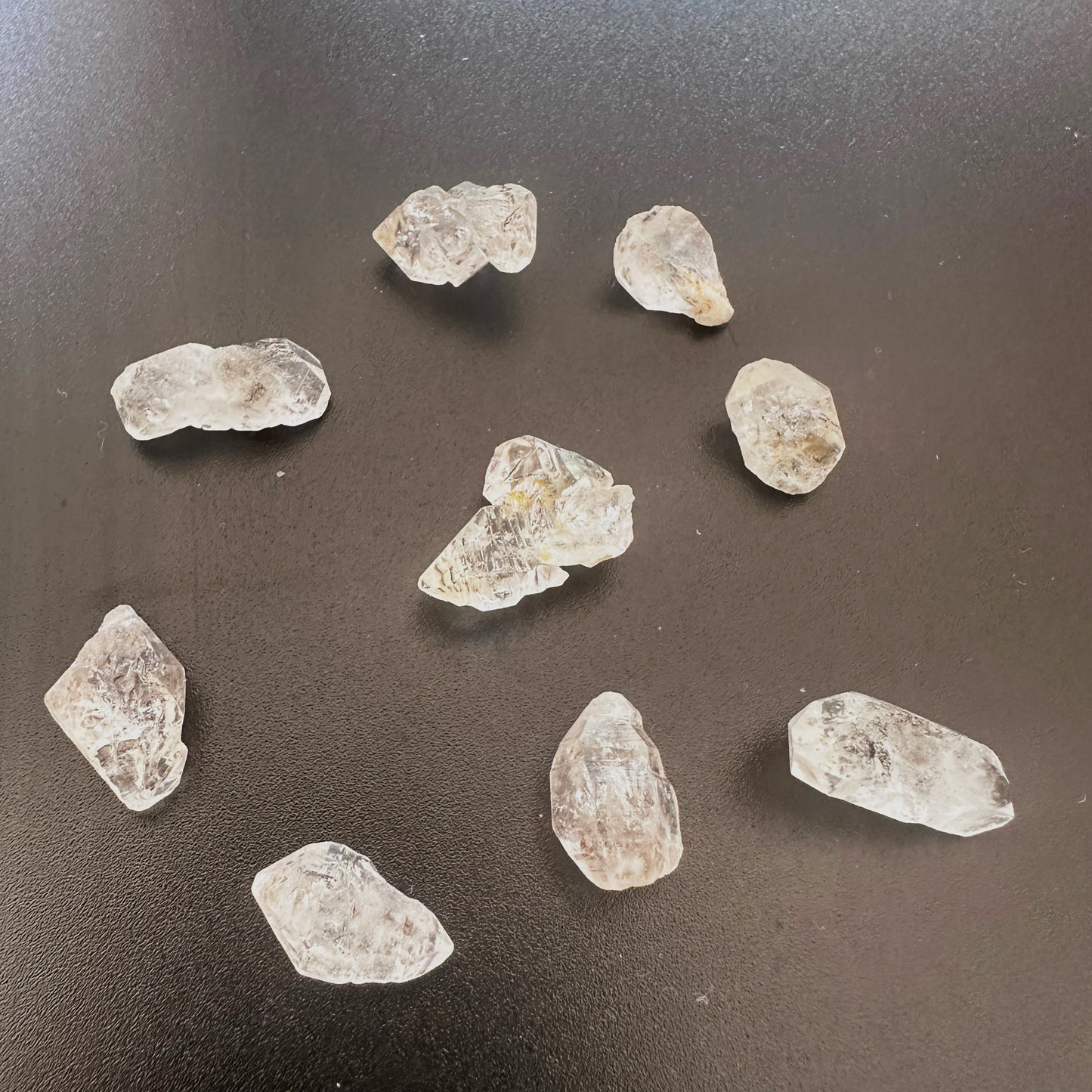 Herkimer undrilled nuggets with natural clarity and raw crystal texture in 9–11mm size.