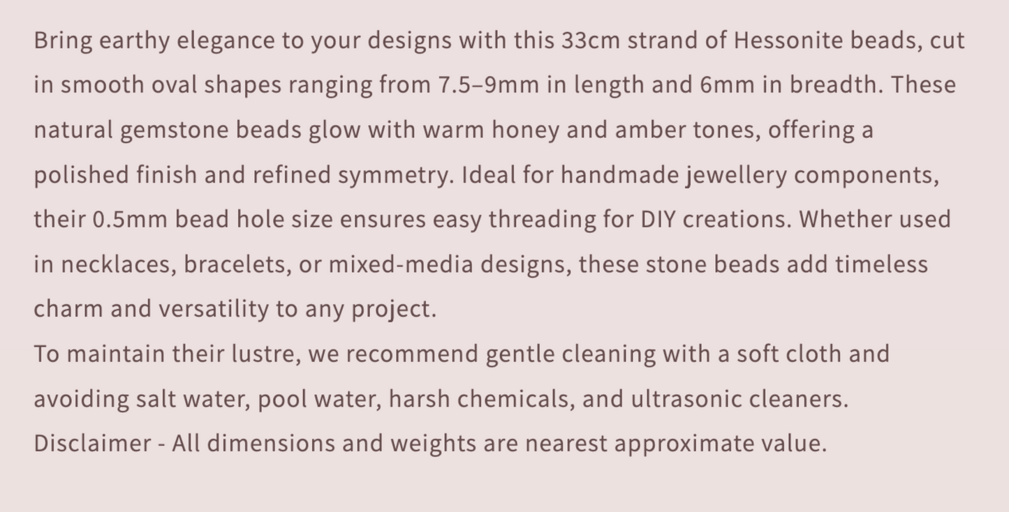 Text describing the product details of the gemstone beads , as seen on the Australian owned and trusted bead supplier, Melbourne Gemstone Beads.