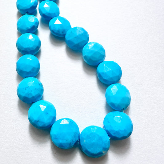 Natural gemstone beads for DIY jewellery featuring 10mm Howlite Turquoise rounds with polished finish and veined texture.