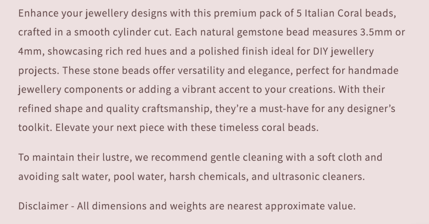 Text describing the product details of the gemstone beads , as seen on the Australian owned and trusted bead supplier, Melbourne Gemstone Beads.