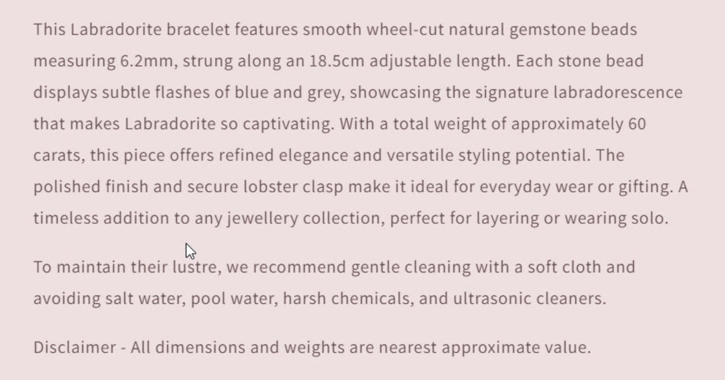 Text describing the product details of the gemstone beads , as seen on the Australian owned and trusted bead supplier, Melbourne Gemstone Beads.