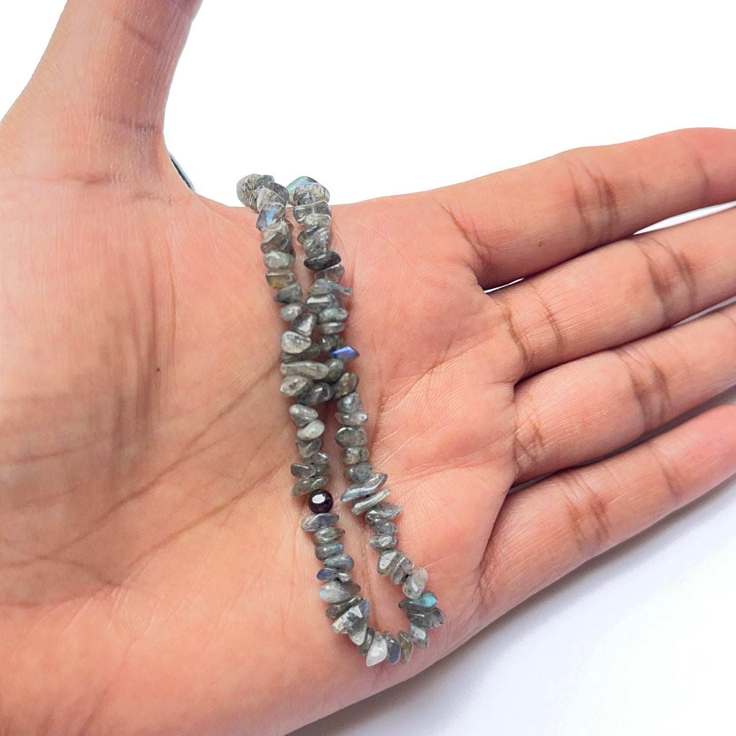 Labradorite natural gemstone beads in chip form, ideal for textured artisan jewellery and creative DIY beadwork.