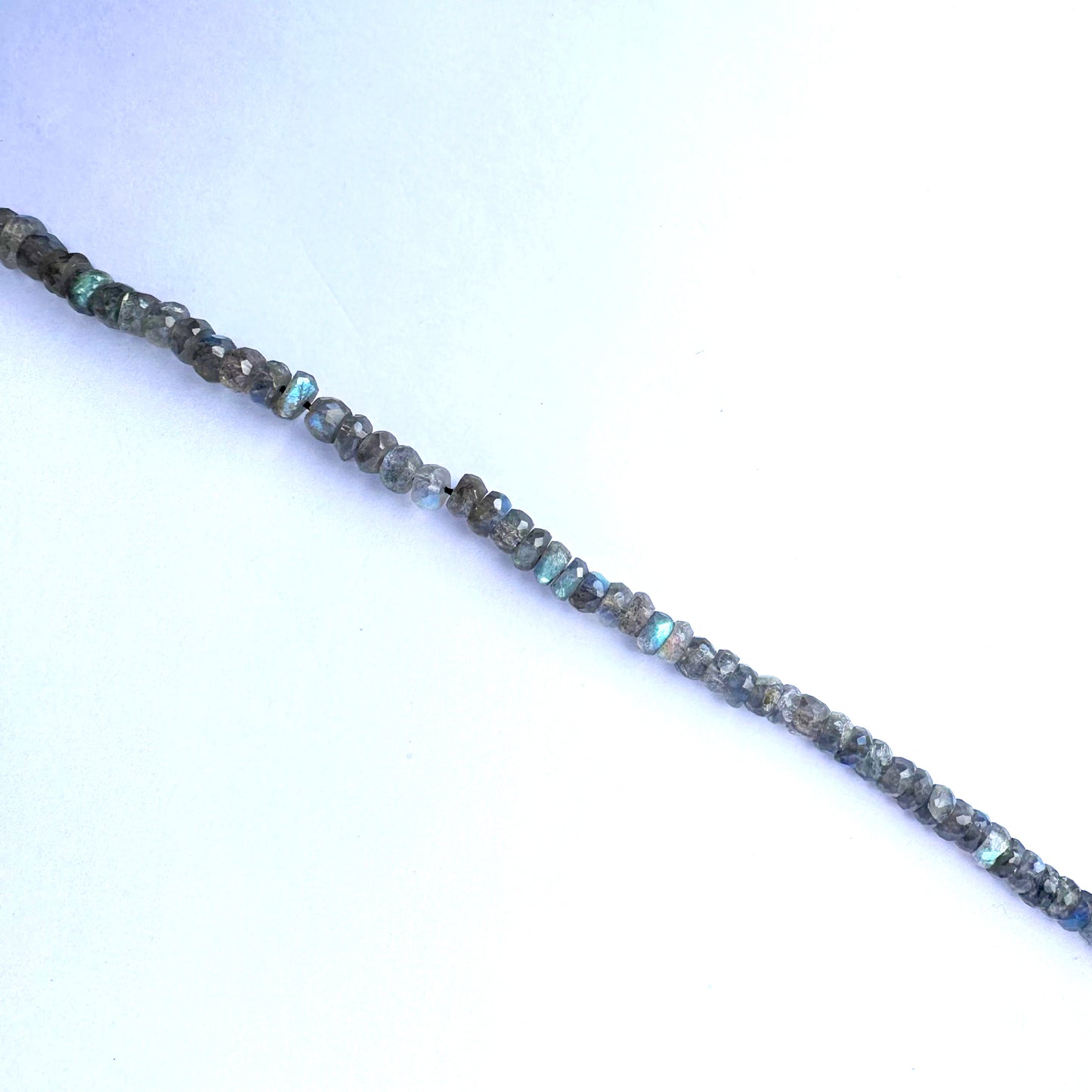High-quality Labradorite rondelles with 0.5mm holes and consistent cut.