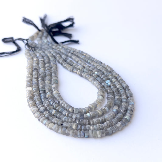 Authentic Labradorite stone beads with smooth wheel cut, ideal for DIY jewellery makers seeking premium gemstone components.