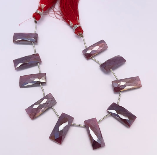 Moonstone Coated gemstone beads for jewellery making displayed with soft lighting and clarity.