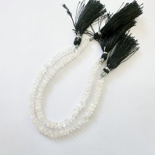 Close-up image of Moonstone beads showing clean cuts and subtle colour variations.