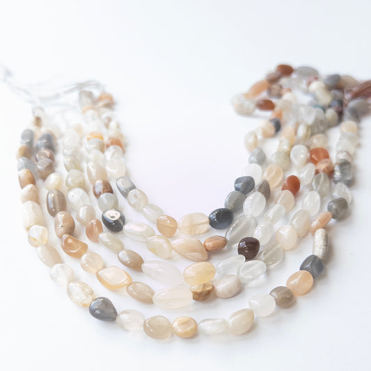 Genuine Multi Moonstone stone beads with soft pastel tones, ideal for handmade jewellery components.