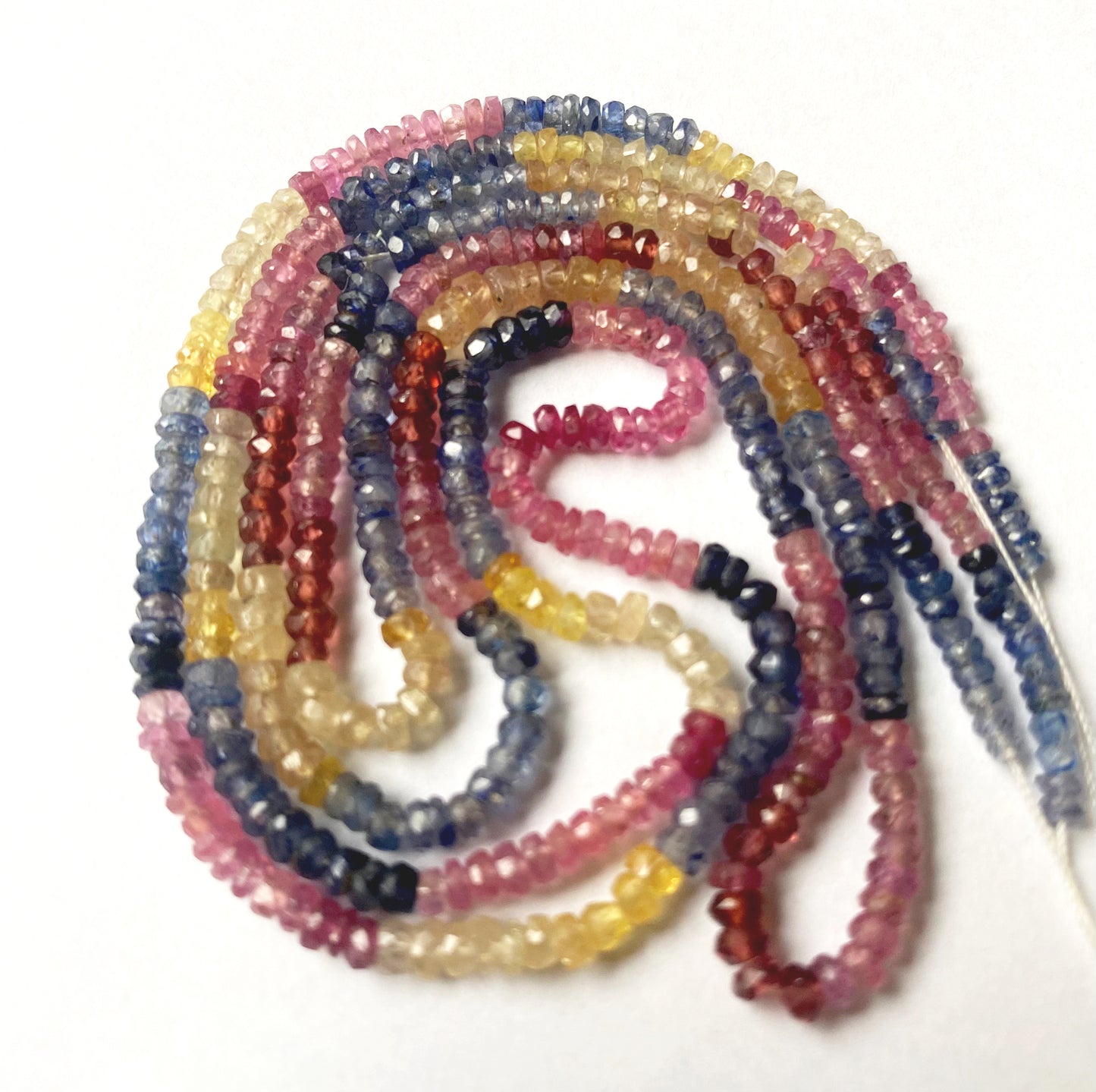 Brightly faceted Multi Precious beads reflect light beautifully with uniform 2.8-3.2mm sizing.